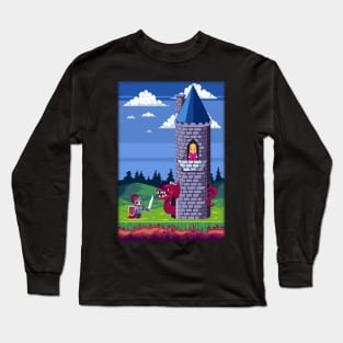 Pixels and Peril: The Knight's Quest to Rescue the Captive Princess from the Fiery Dragon's Lair Long Sleeve T-Shirt